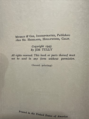 A Dozen and One by Jim Tully - 1943, 1st Edition, 2nd Printing HC DJ Famous - Picture 5 of 6
