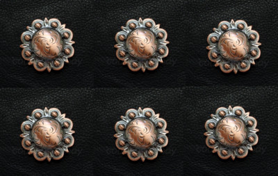 Set of 6 WESTERN HORSE SADDLE TACK 1-1/2'' COPPER BERRY CONCHOS screw back