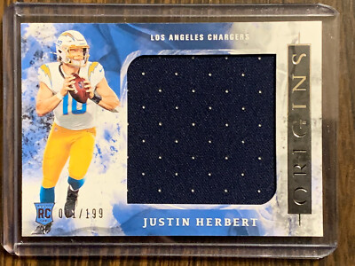 2020 Justin Herbert Origins Large Jumbo Patch Rookie Card 01/199!! WOW Flawless