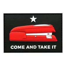 Come and Take It Red Stapler Hook Patch [3D-PVC Rubber- 3.0 X 2.0-Z8]