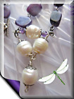 Artisan Necklace Charoite Gemstone & Freshwater Pearls 17"