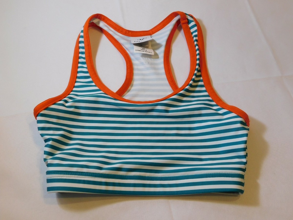 Varsity Spirit Junior's Cheerleading Sports Bra Size S small green white  oran --
