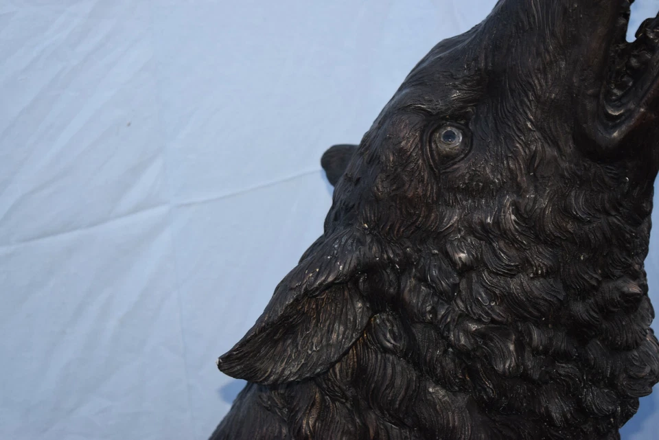 S.gr.heulender Br.-Wolf m.Glasaugen,Russland,Antikp.,s.f.Fellmas.,ca100kg,120cm - Bild 3 von 4