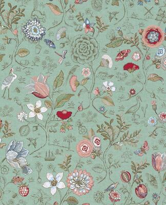 Eijffinger Tapete 375002 Pip Studio 4 grün Blüten Tiere Blumen Vlies Vliestapete