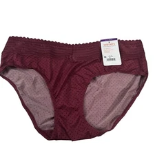 Warner's Women's Size 9 XL Panty Brief Hipster Lace Waistband Red Polka Dot New
