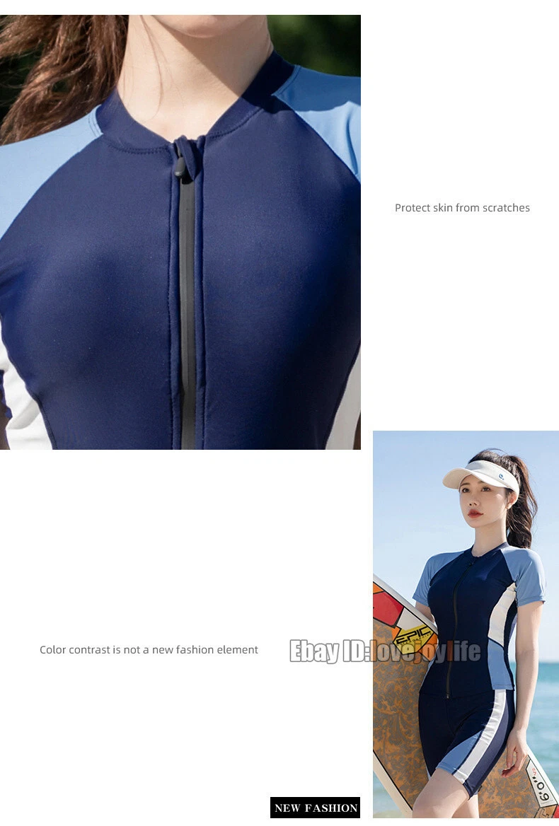 M-5XL Swimsuit Diving Suit Set Swim Shirt & Shorts Swimwear Conservative Bikini - Picture 19 of 33