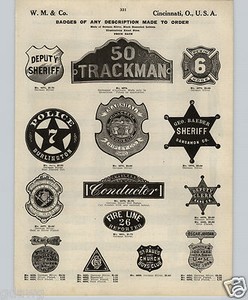 1913 Paper Ad Burlington Police Badge Counclman Cincinnati 10th Ward Sheriff Ebay