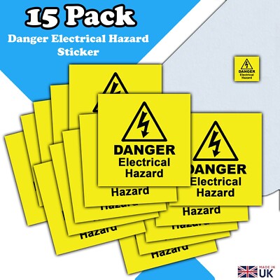 15er Pack Gefahr Elektrische Gefahr Aufkleber Schilder - 55 mm x 55 mm - Elektrische Gefahr