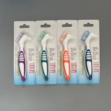 4Pcs Denture Cleaning Brush Multi-Layered Bristles False Teeth Ergonomic Rubber