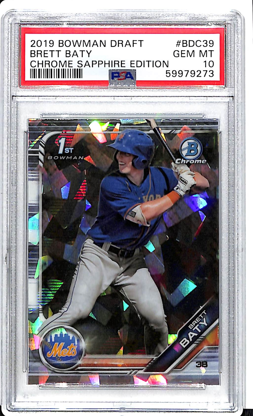 2019 Bowman Draft Sapphire Edition #BDC39 Brett Baty Sapphire Edition PSA 10