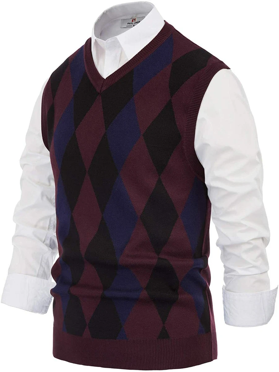 Sweater Vest Men Argyle New Arrival Male Sleeveless Harajuku V