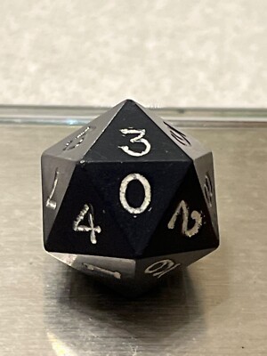 Vintage Gamescience d20 opaque black 0-9 twice rpg ad&d dice 120723@