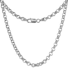 925 Sterling Silver Medium Thick Italian Rolo Chain Necklace 4mm 7" to 30"