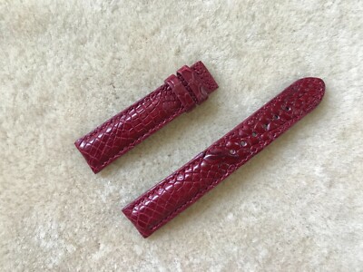 18mm/16mm Burgundy Alligator Crocodile Embossed Leather Watch Strap Band