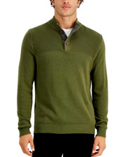 Club Room Men's Button Mock Neck Sweater Pullover S, L, XL, XXL