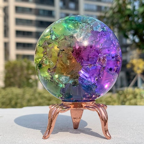 ZHU YU CHUN Lotus Crystal Ball Stand - Resin Base For 60mm-90mm Crystal Balls, Display Decor