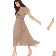 Show Me Your Mumu Dune Chiffon Jess Ruffle Midi Dress M