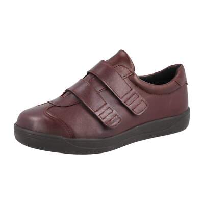 DB Shoes Grasshopper 6V Ladies Wide Burgundy Leather Touch