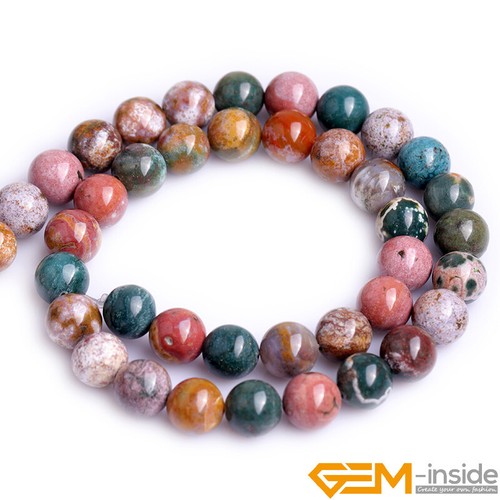 Multicolor Ocean Jasper Natural Gemstones Round Beads For Jewelry Making 15" AU - Foto 9 di 24