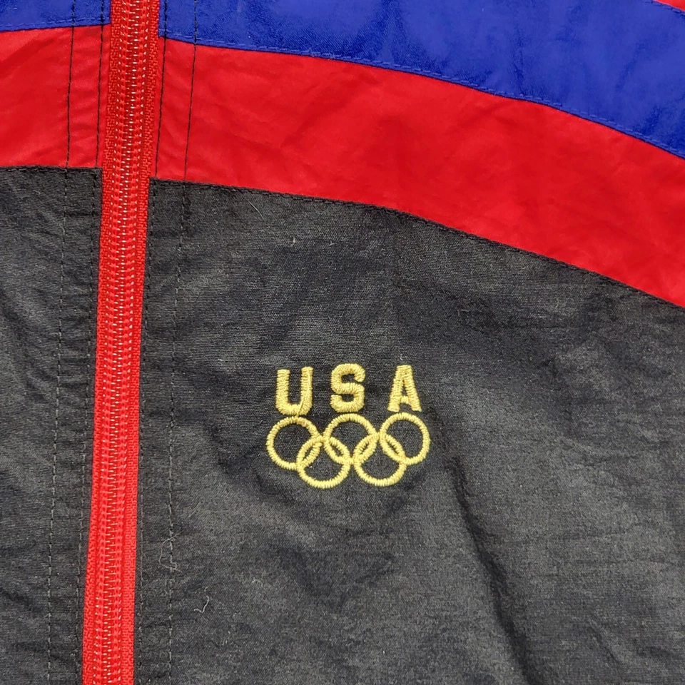 Chaqueta Olímpica De Colección EE. UU. Roja Blanca Azul Cremallera Completa Nylon Talla 16XL JCpennys Foto 2 de 4