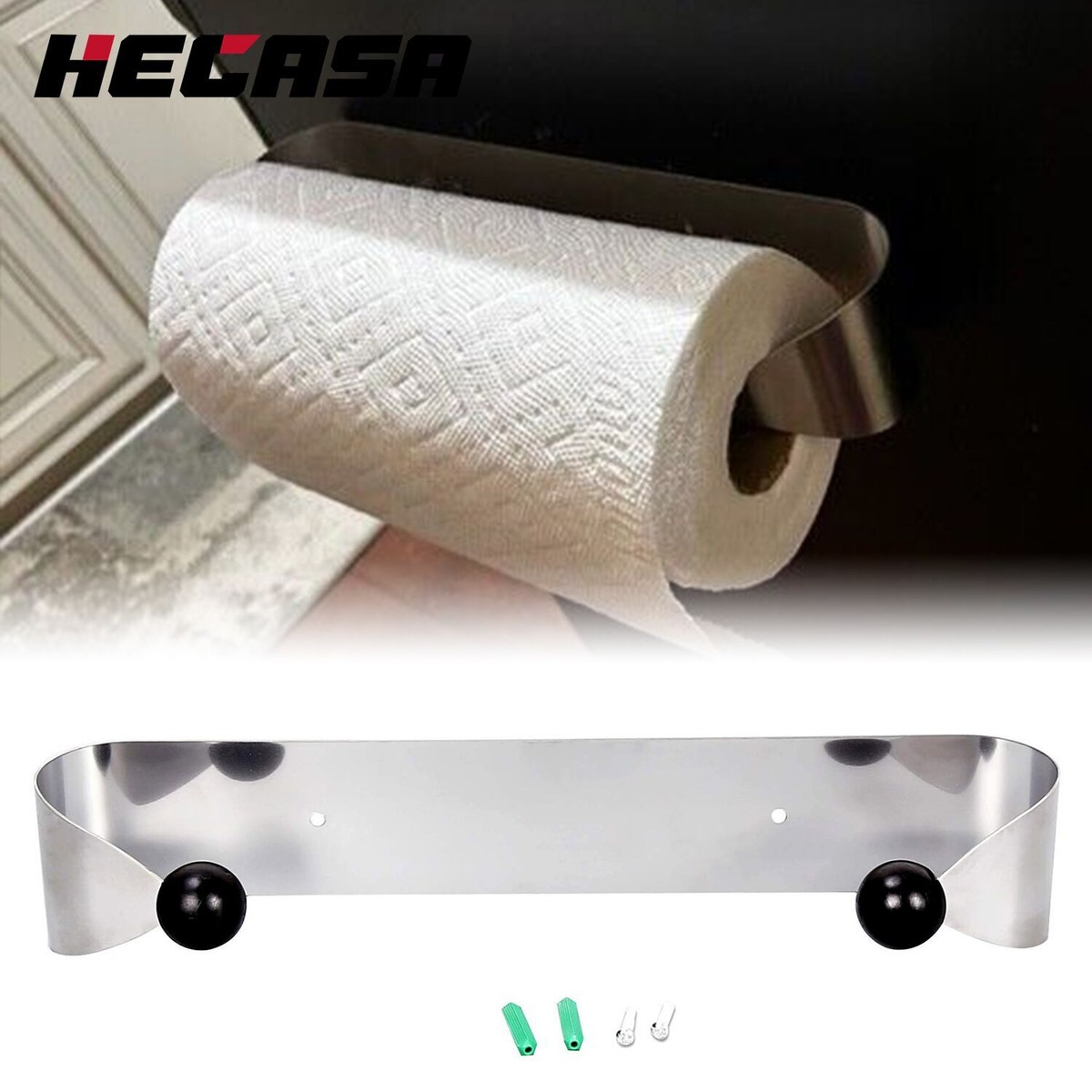 Paper Towel Holder Stainless Steel Under Cabinet Kitchen Bathroom Wall  Mount New