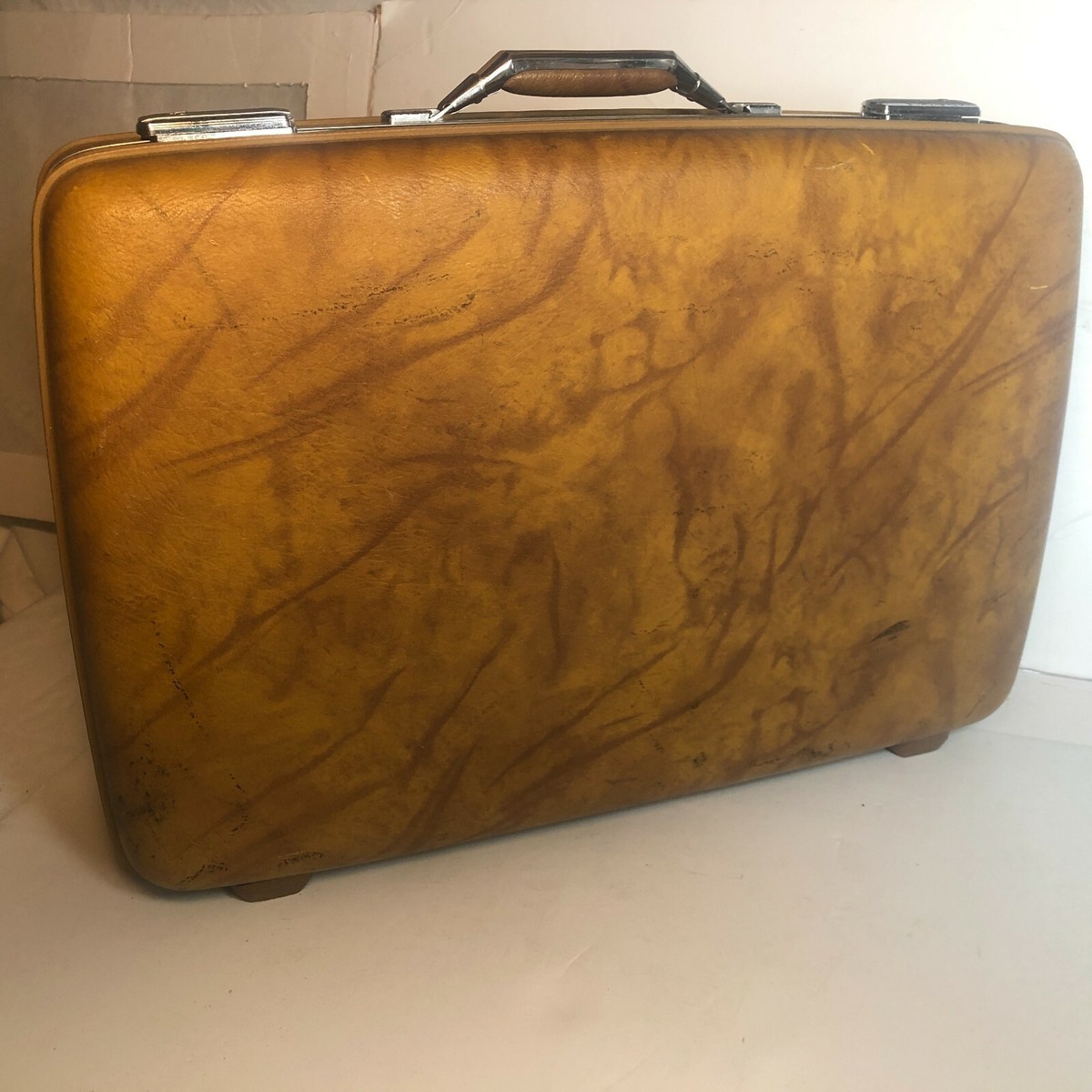 Vintage American Tourister Hard Shell Gold Suitcase Luggage