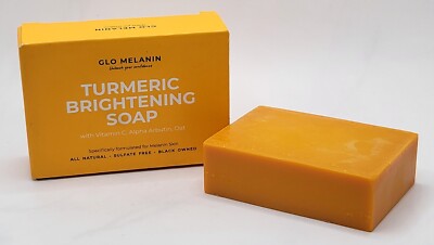 GLO MELANIN Turmeric Brightening Soap Bar - Evens Skin Reduces Dark Spots