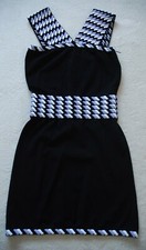 CHRISTOPHER KANE Jersey Black & Woven Purple Panels Knee Length Dress size M NEW