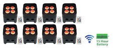 8 Rockville BEST PAR 50 Rechargeable Par Can Wash Lights w/Wireless DMX RGBWA UV