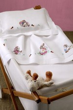 Lenzuolino Baby Culla Ricamato a Mano Lino titolo 60 - cm. 90x120 +30x45+5