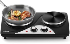 CUSIMAX 2100W Infrared Double Hot Plate, Crystallite Glass Hob