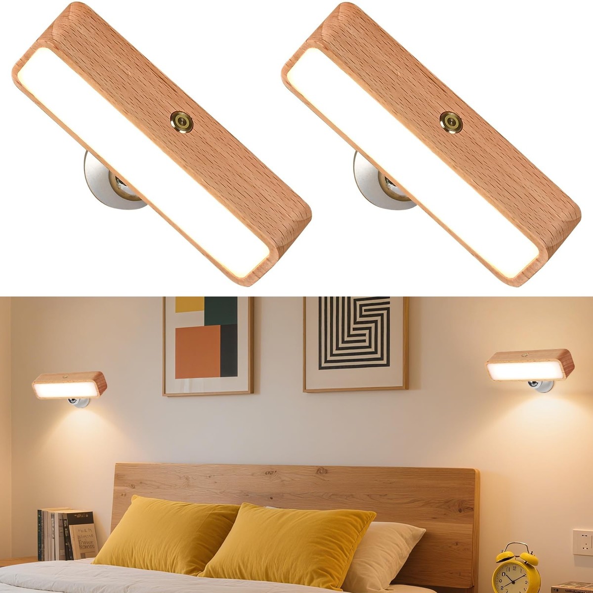 Battery Operated Wall Sconces Set of Two, Rechargeable Wall Lights