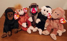 Ty Beanie Babies Gorilla, Monkey Lot of 5