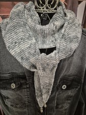 🩶Sofie Scarf *kleiner Strickschal 🧶Glitzer+ Herzanhänger*Baumwolle 🧶Handmade