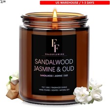 Elegant 7oz Sandalwood Jasmine Soy Wax Candle - Luxurious Aromatherapy Gift