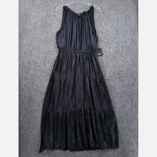 SIMPLY VERA VERAWANG Womens M Blue Ruffle Neck Sleeveless Tiered Maxi Dress