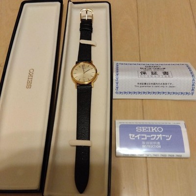 Seiko Spirit Wristwatch Gold Black Timepiece Authentic Vintage Rare Edition