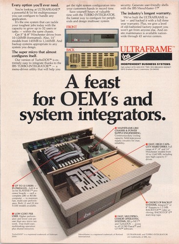 Ibs Computer IBS ULTRAFRAME Vintage 1984 Multiprocessor Print Ad Computer Hardware ...