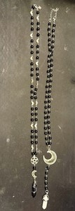 Pagan Rosaries Crystal Quartz And Moon &  possible obsidian and pentacle