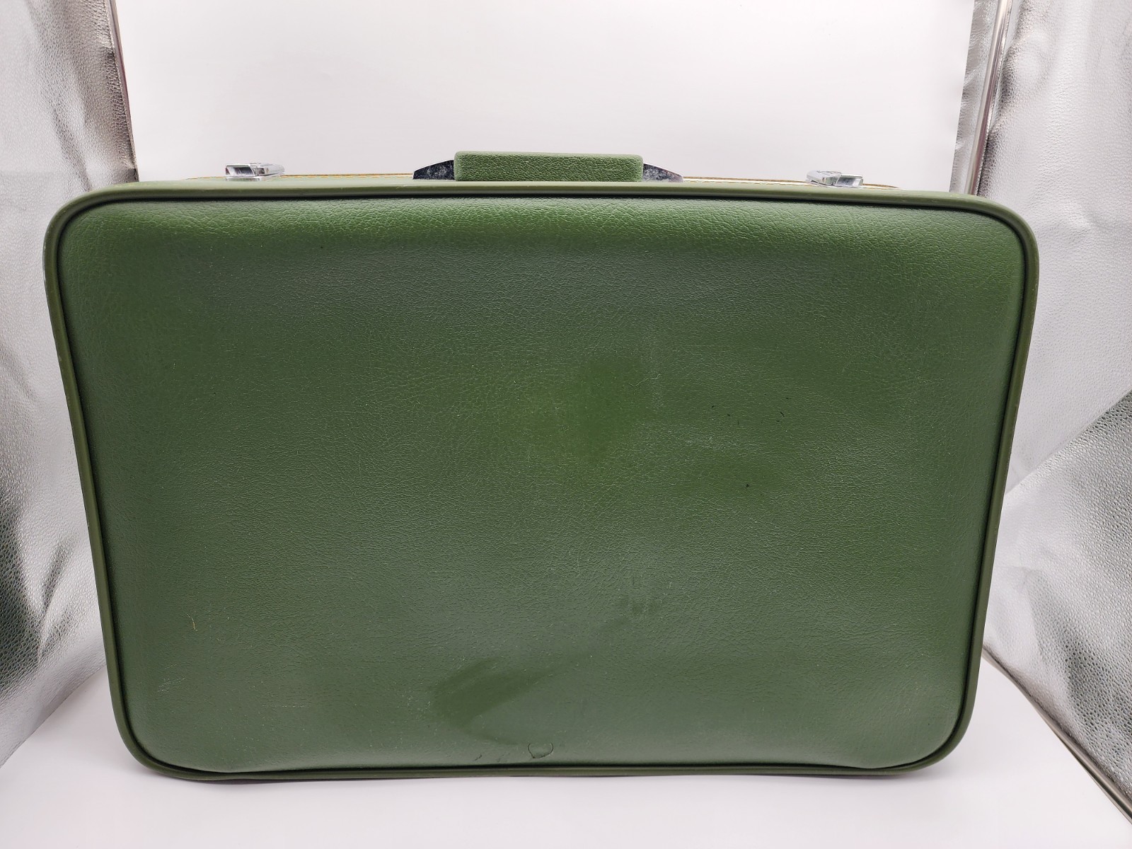Vintage Carry On Travel Luggage Hard Shell Suitcase Bag Gree
