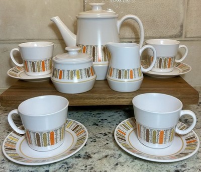 Vintage MCM Noritake Progression Mardi Gras 11 piece Hot Beverage Set