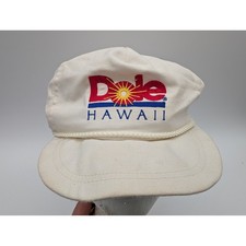 Vintage Dole Hawaii Hat White Canvas Rope Snapback Cap Made in USA Adjustable