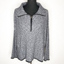 Anthropologie Saturday Sunday gray black ribbed knit 1/4 zip top size Medium