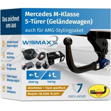 AHK vertikal abnehmbar für Mercedes ML W164 05-11 +13pol E-Satz Erich J AHK vertikal abnehmbar für Mercedes ML W164 05-11 +13pol E-Satz Erich J