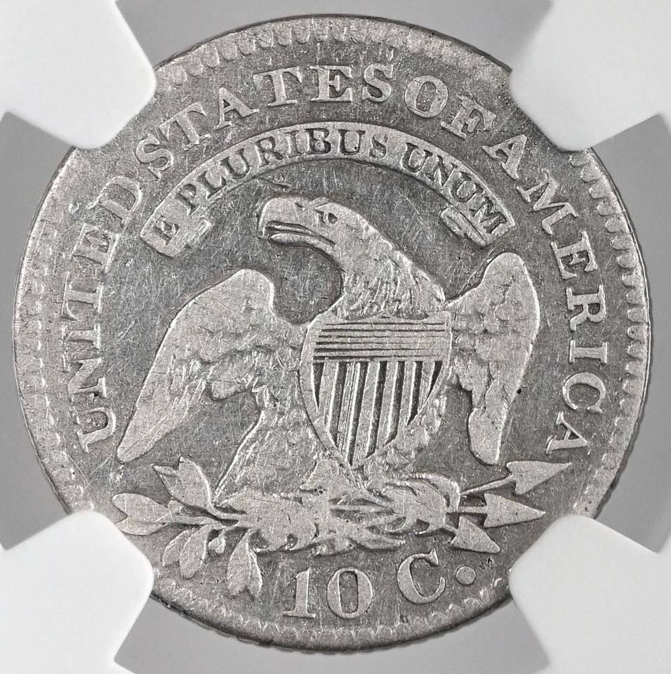 1821  10C CAPPED BUST SILVER DIME  NGC VF DETAILS "SCRATCHES"  8404749-045 - Image 3 of 4