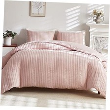 Tufted Duvet Cover Set Size, Striped Textured Duvet Cover Boho Queen Pink