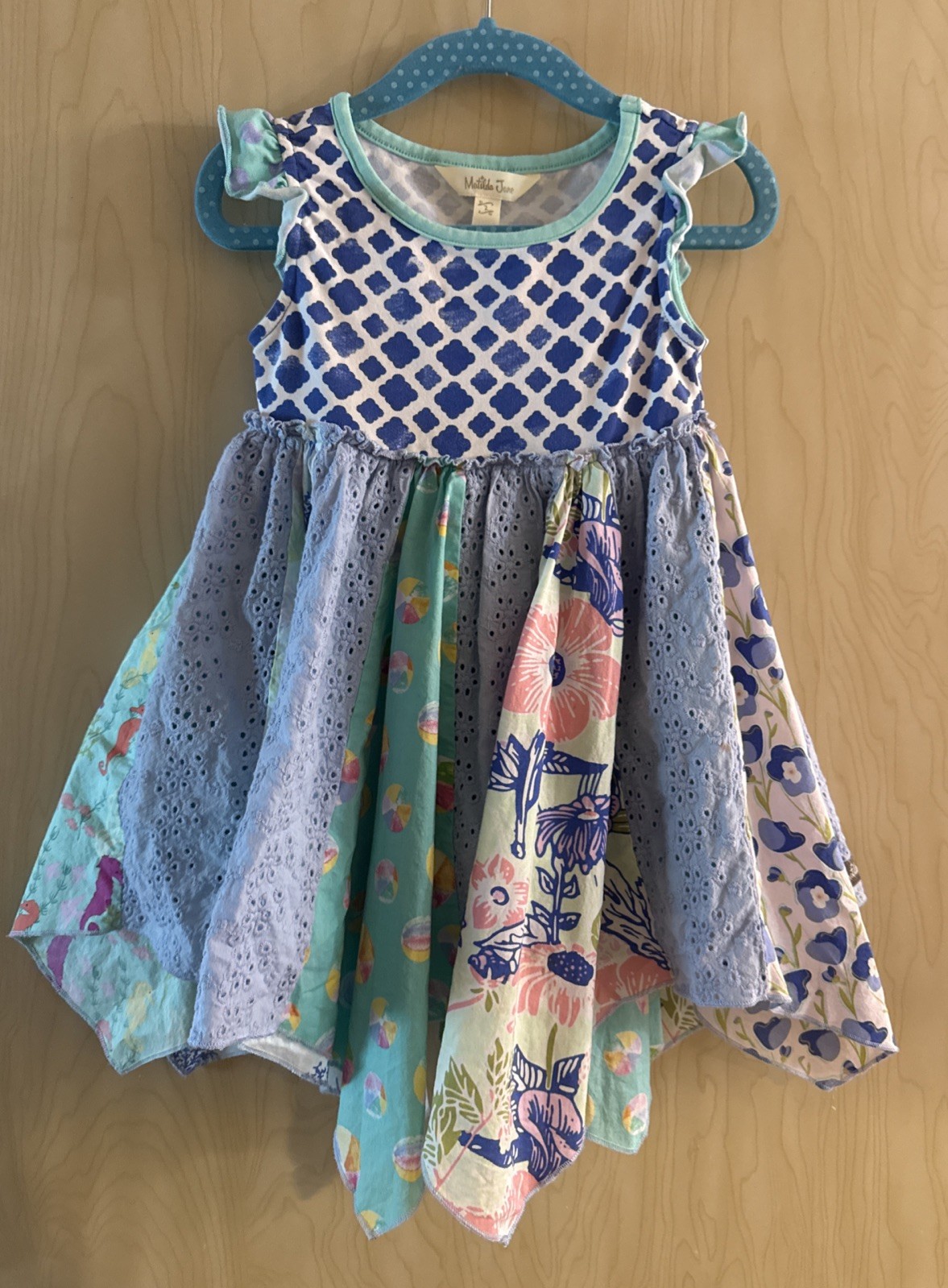 Matilda Jane Grow-with-You 2T Handkerchief Shark Bite Hem Dress to Shirt Eyelet