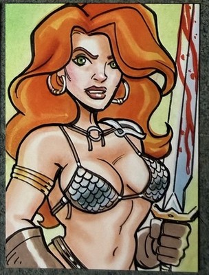 2025 Dynamite Red Sonja Hand-Drawn AP Sketch Card By Tim Shinn Exclusive 1/1 Art
