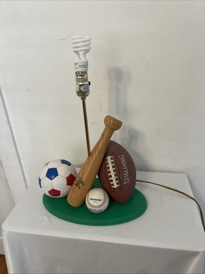 Sports Baseball Bat Football Soccer Ball Spalding Kids Sports Theme Table Lamp
