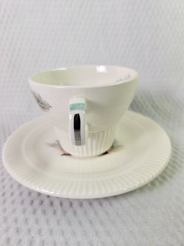 Vtg ‘40’s Demitasse Tea Cup Saucer Salem China Co Ribbed "Godey Print" MCM - Picture 2 of 10